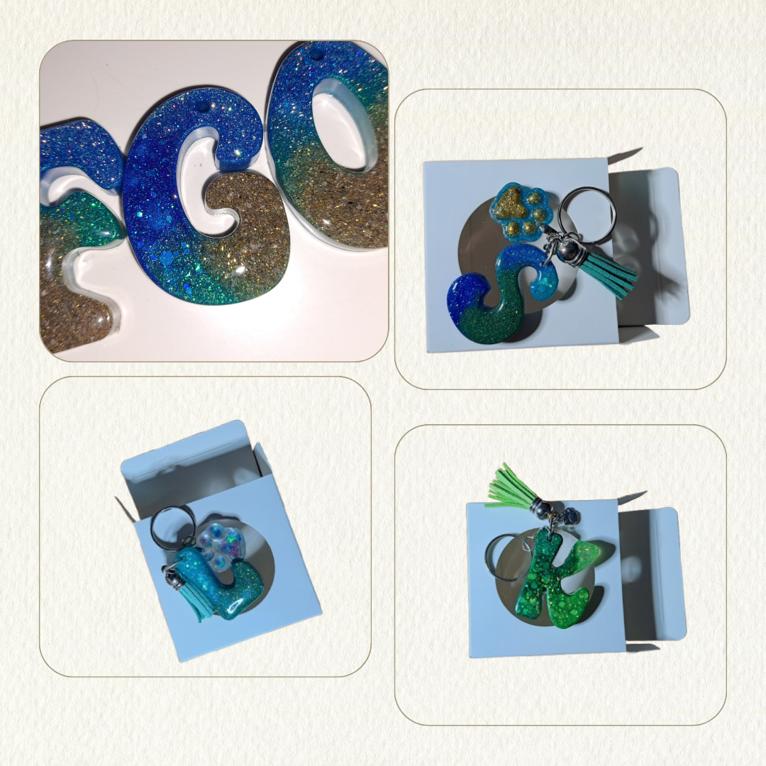 Key Ring made from resin & beach sand