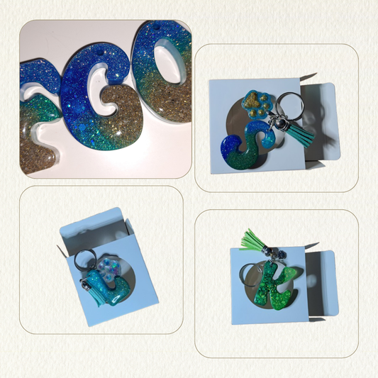 Key Ring made from resin & beach sand